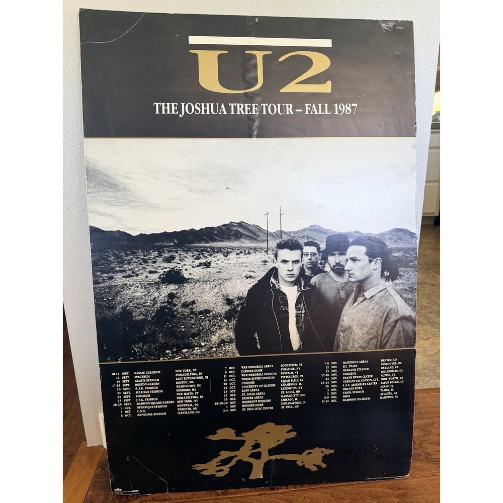 Vintage 1987 U2 The Joshua Tree Tour 24x36 Poster Winterland Productions